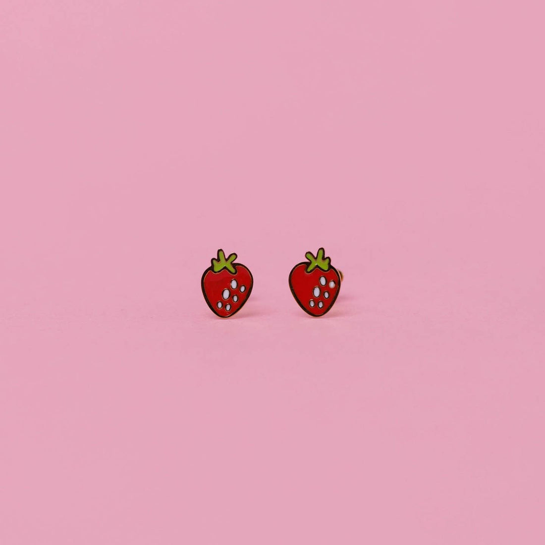 Strawberry Enamel Flat Back Kids earrings