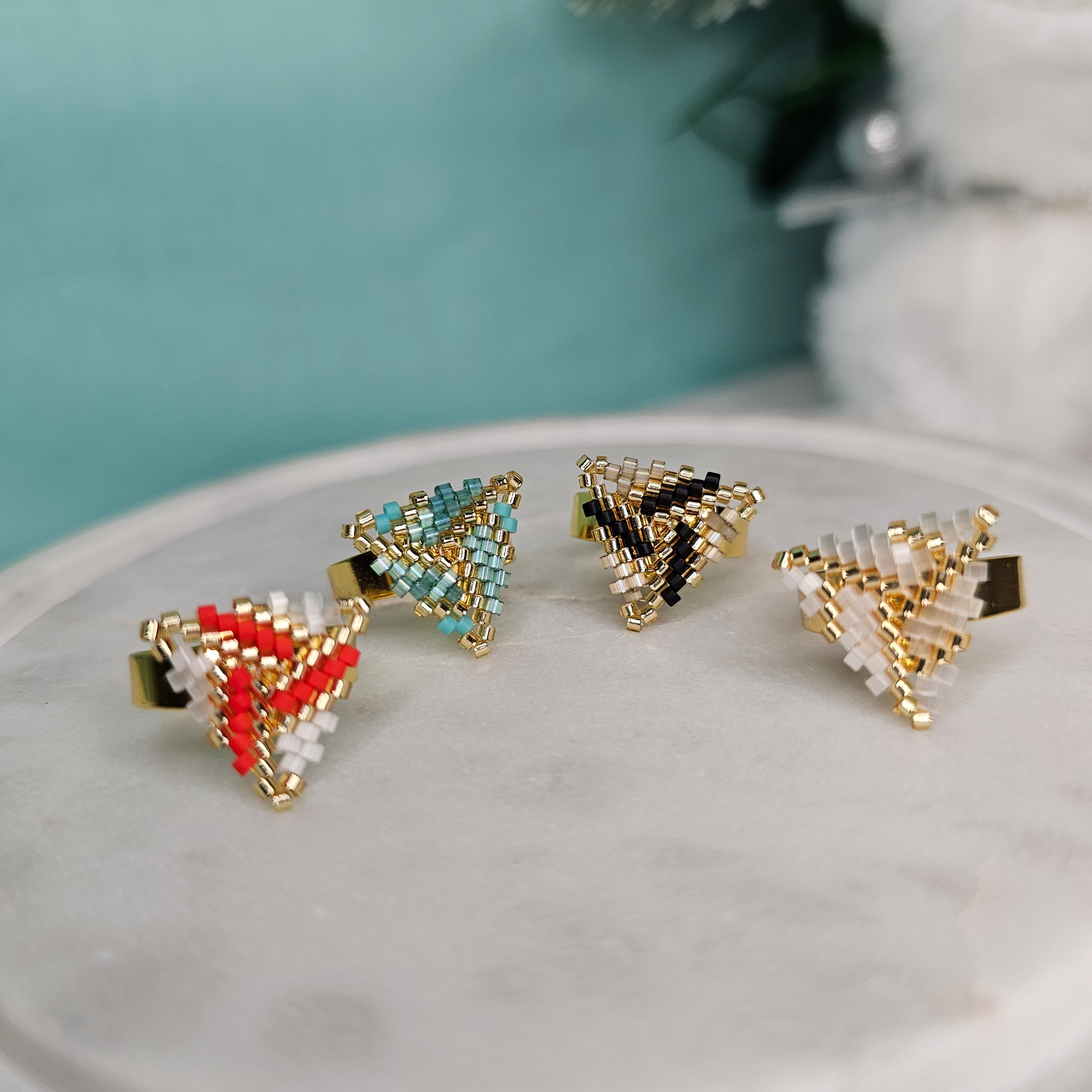 Iridescent Waves Triangle Ring