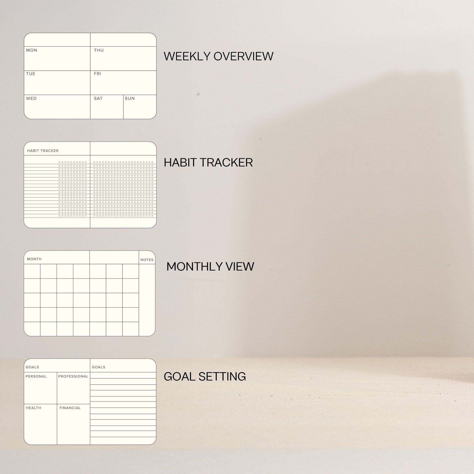Weekly Planner Undated - Hardcover (Full Year) - Blue