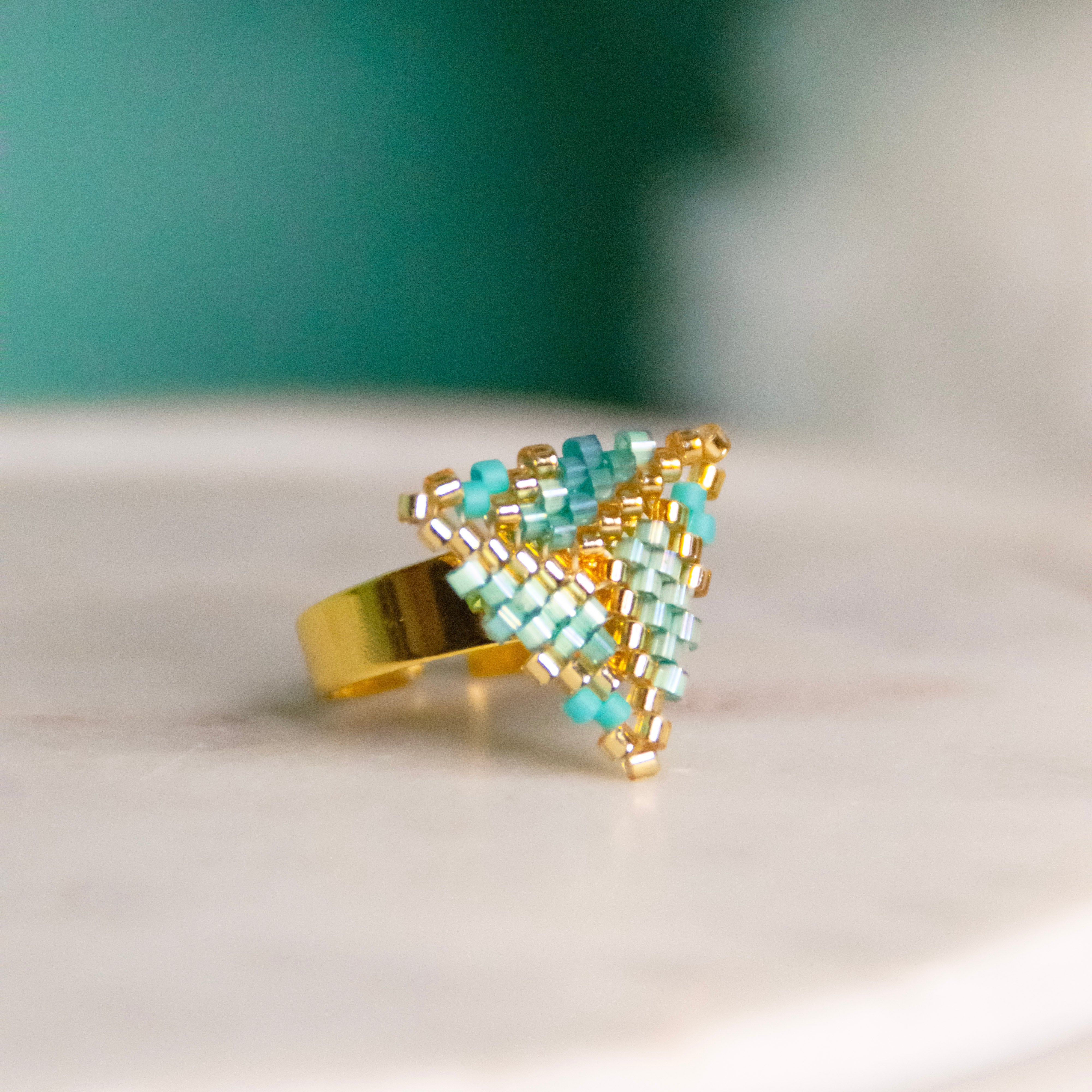 Iridescent Waves Triangle Ring