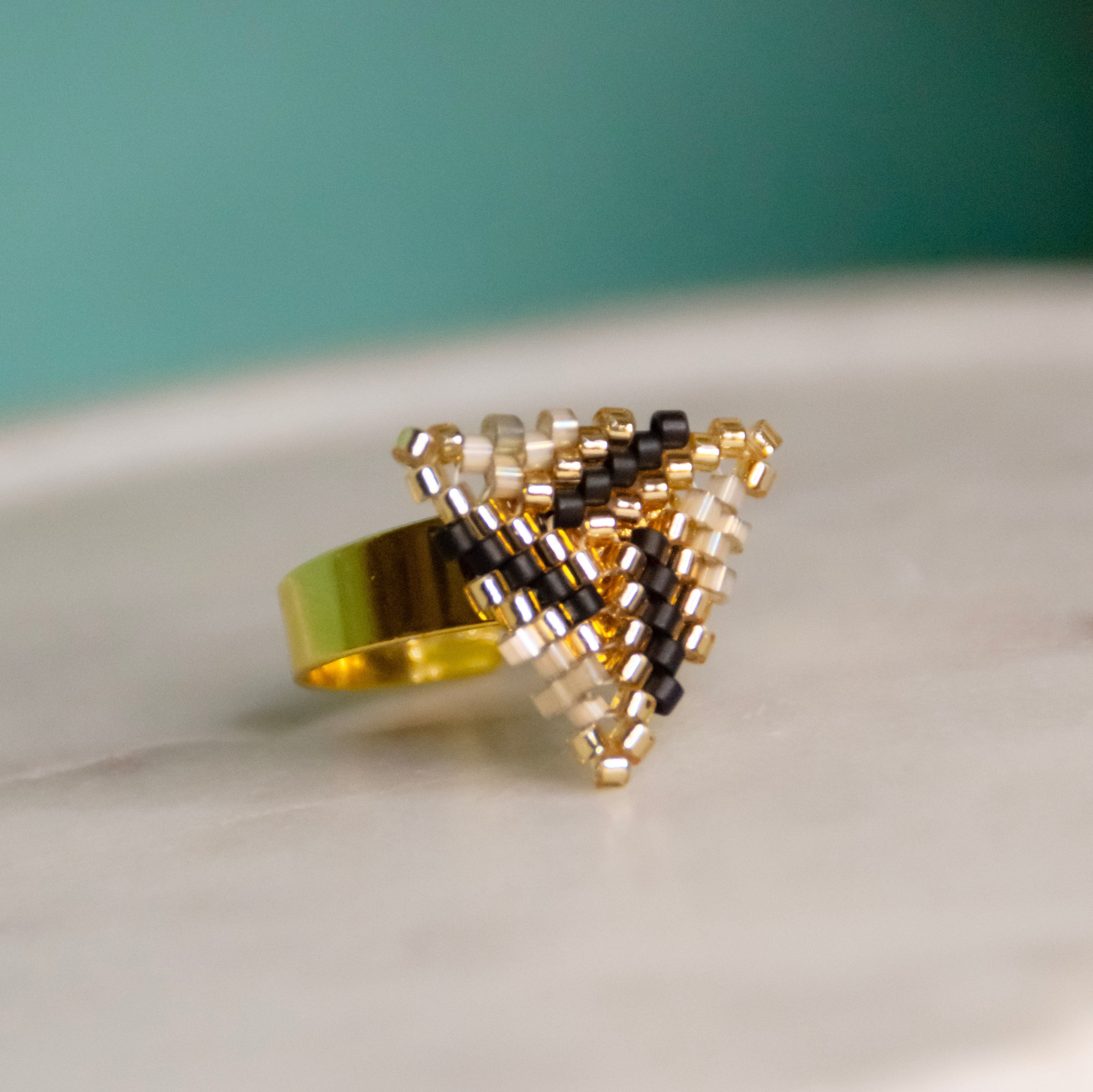 Iridescent Waves Triangle Ring