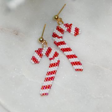 Candy Cane Christmas beaded Earrings