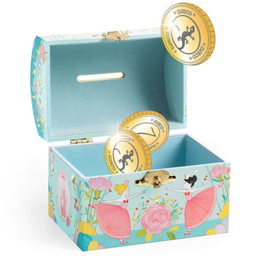 Money Banks Ballerina Piggy Bank  ¨C Wooden Lock & Key Savings Box