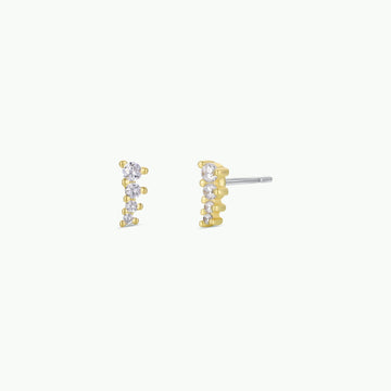 Mini Crawler - White CZ - Gold Earrings