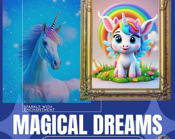 Magical Baby Unicorn Poster with Rainbow Wings