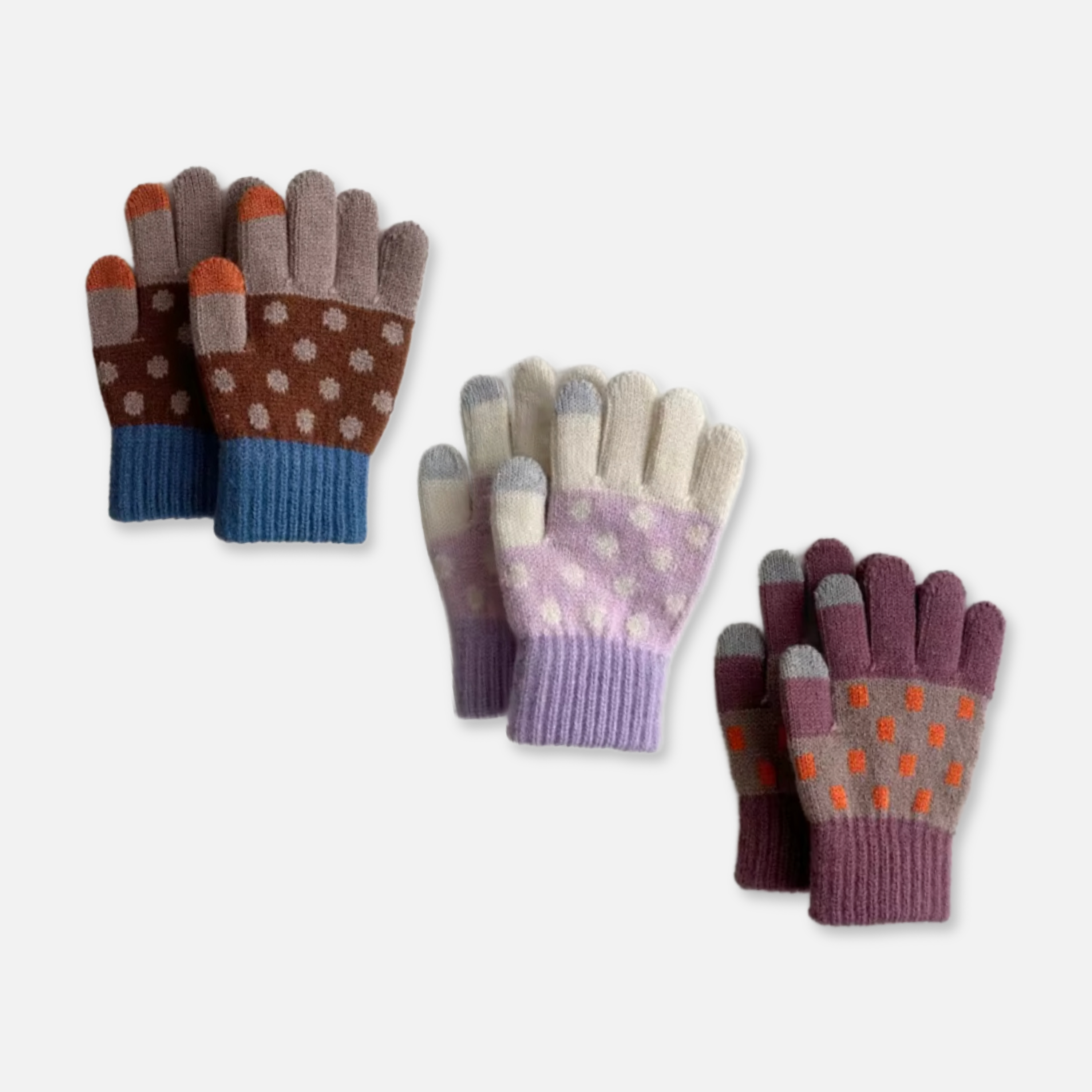 Kids Polka Dot Colorblock Gloves