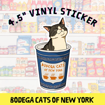 Bodega Cats of New York 4.5 Sticker (Cat Coffee Cup)