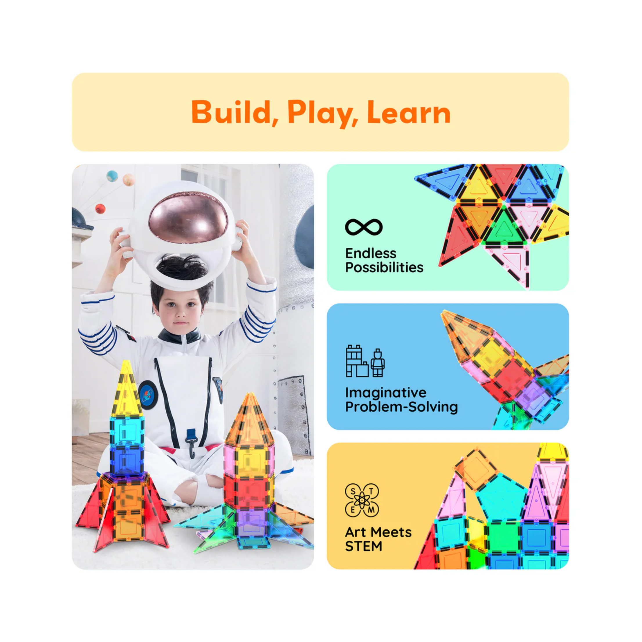 32 Piece Magnetic Rocket Ship Toy Set