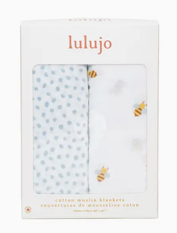 2-Pack Cotton Swaddles - Bees/Dots