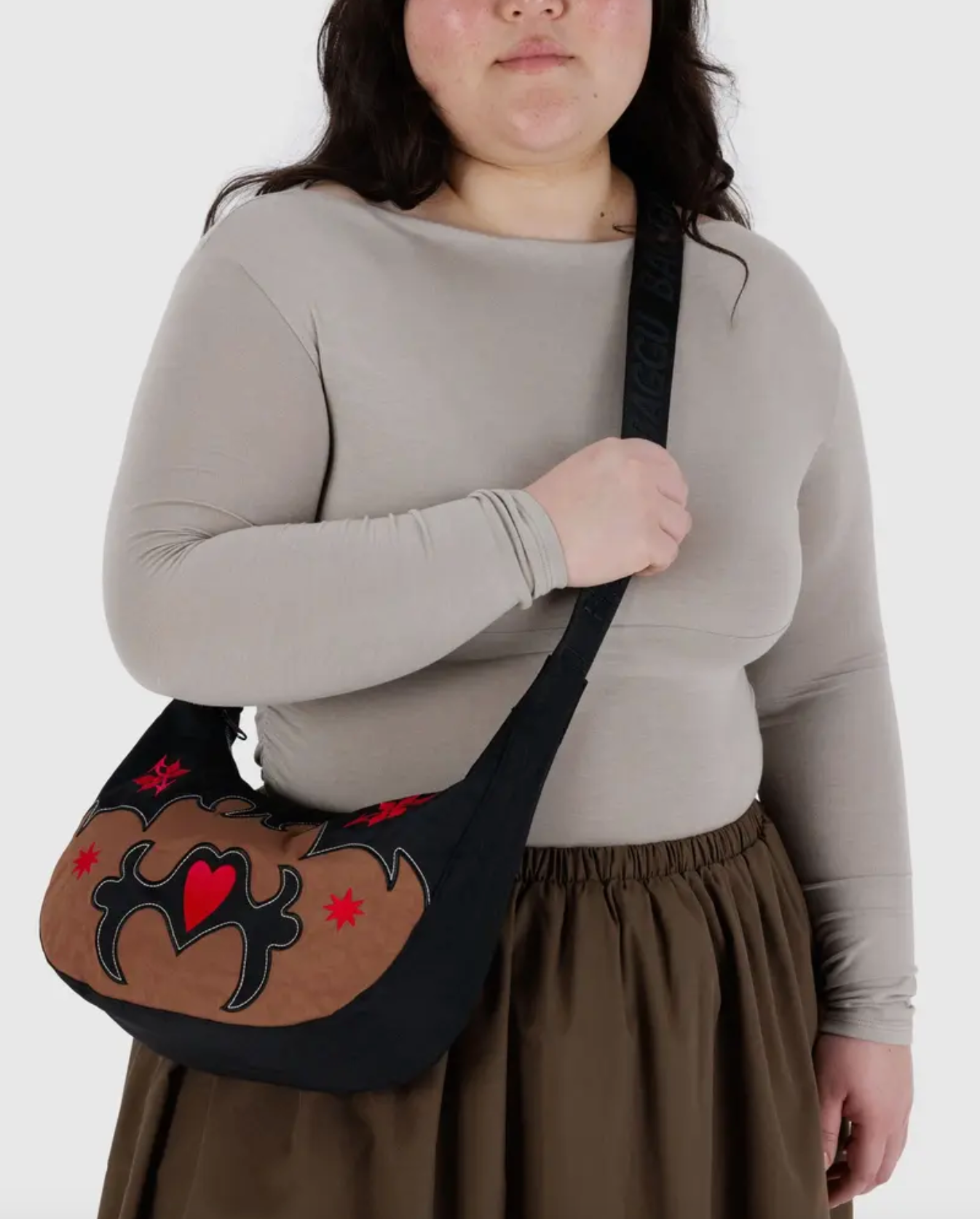 Medium Nylon Crescent Bag - Western Appliqu¨¦