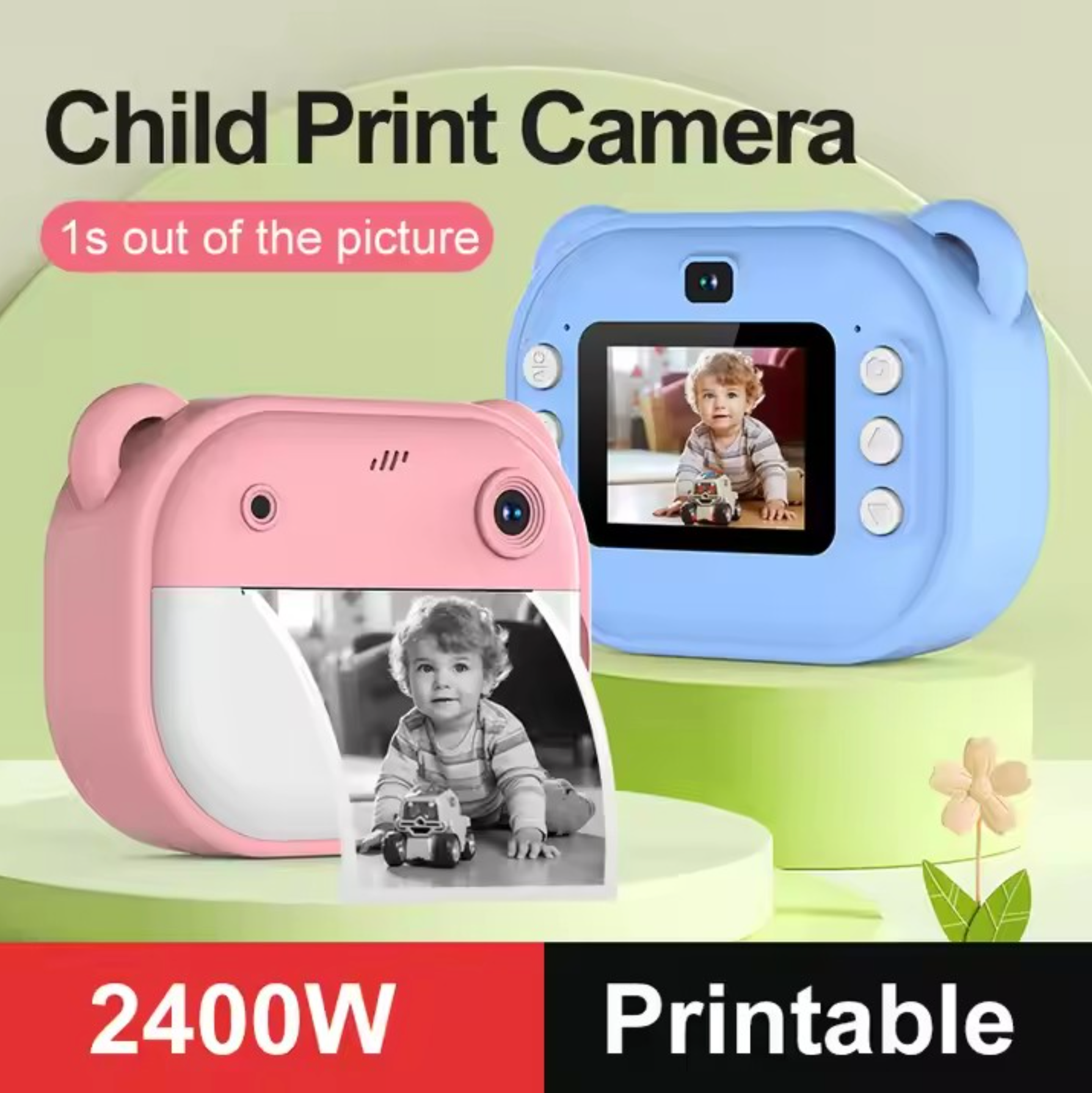 Dual Selfie Kids Camera with 1080P Videos