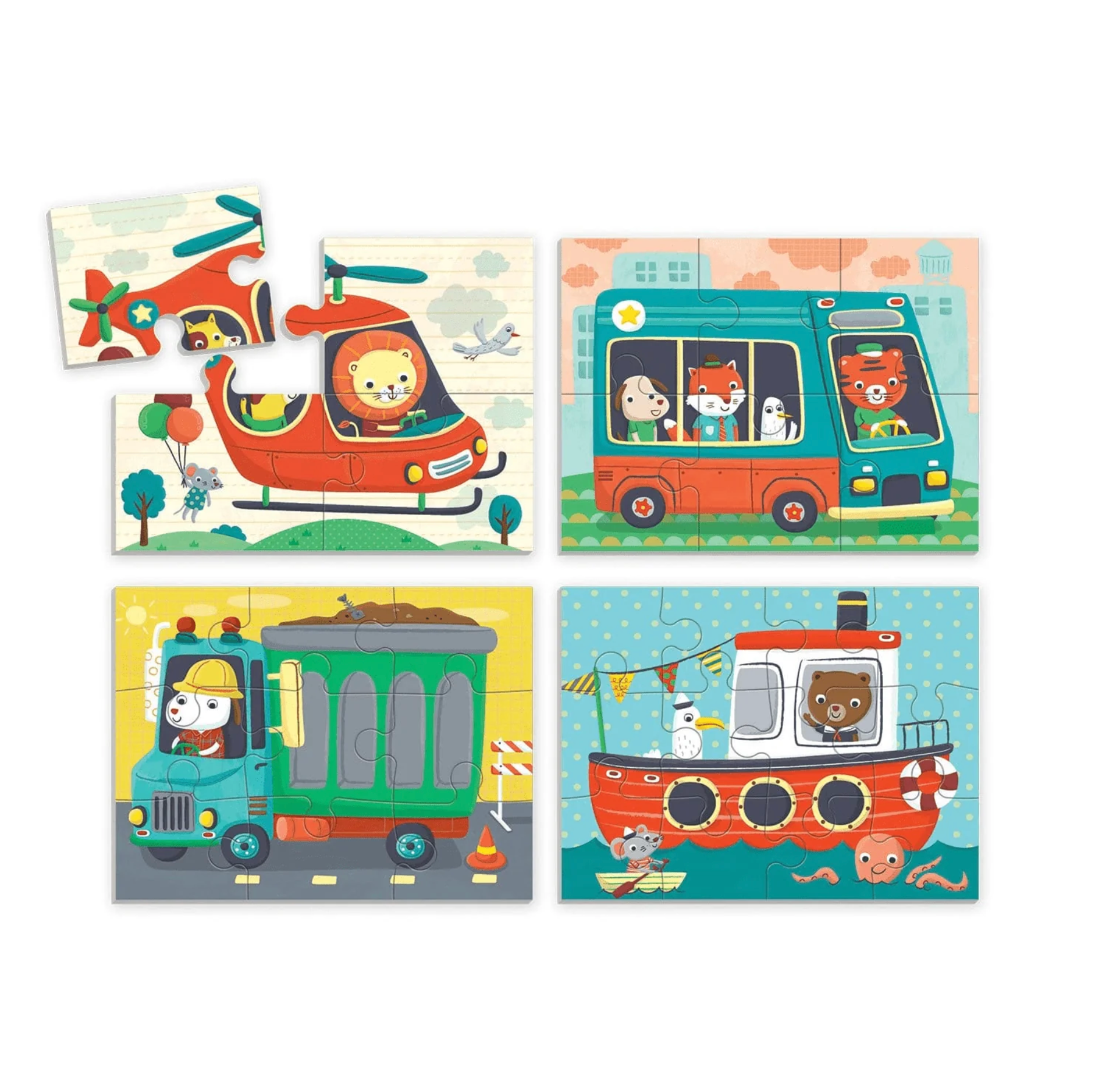 Transportation 4-in-A-Box Puzzle Set