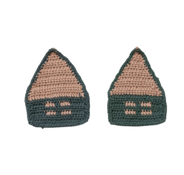 Crocheted House Shaped Coasters Set of 4