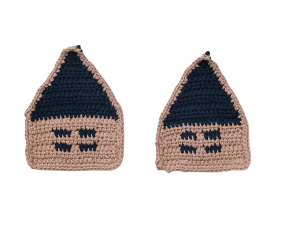 Crocheted House Shaped Coasters Set of 4