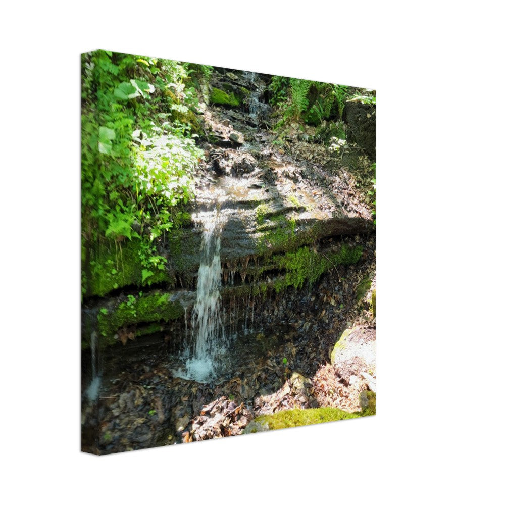 Serene Waterfall in the Forest - Nature Landscape Poster on Canvas