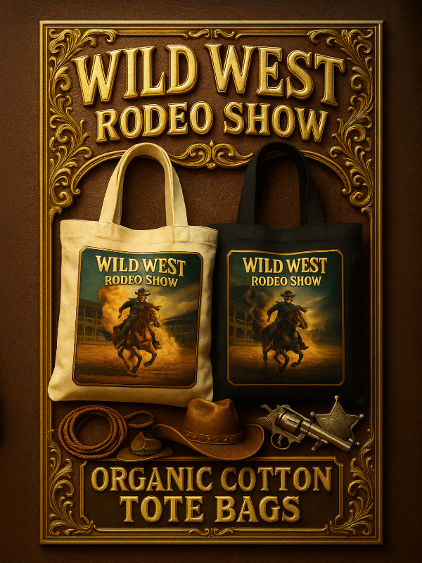 Wild West Rodeo Show Organic Cotton Tote Bag - Bronc Rider Action Eco-Friendly Shopper