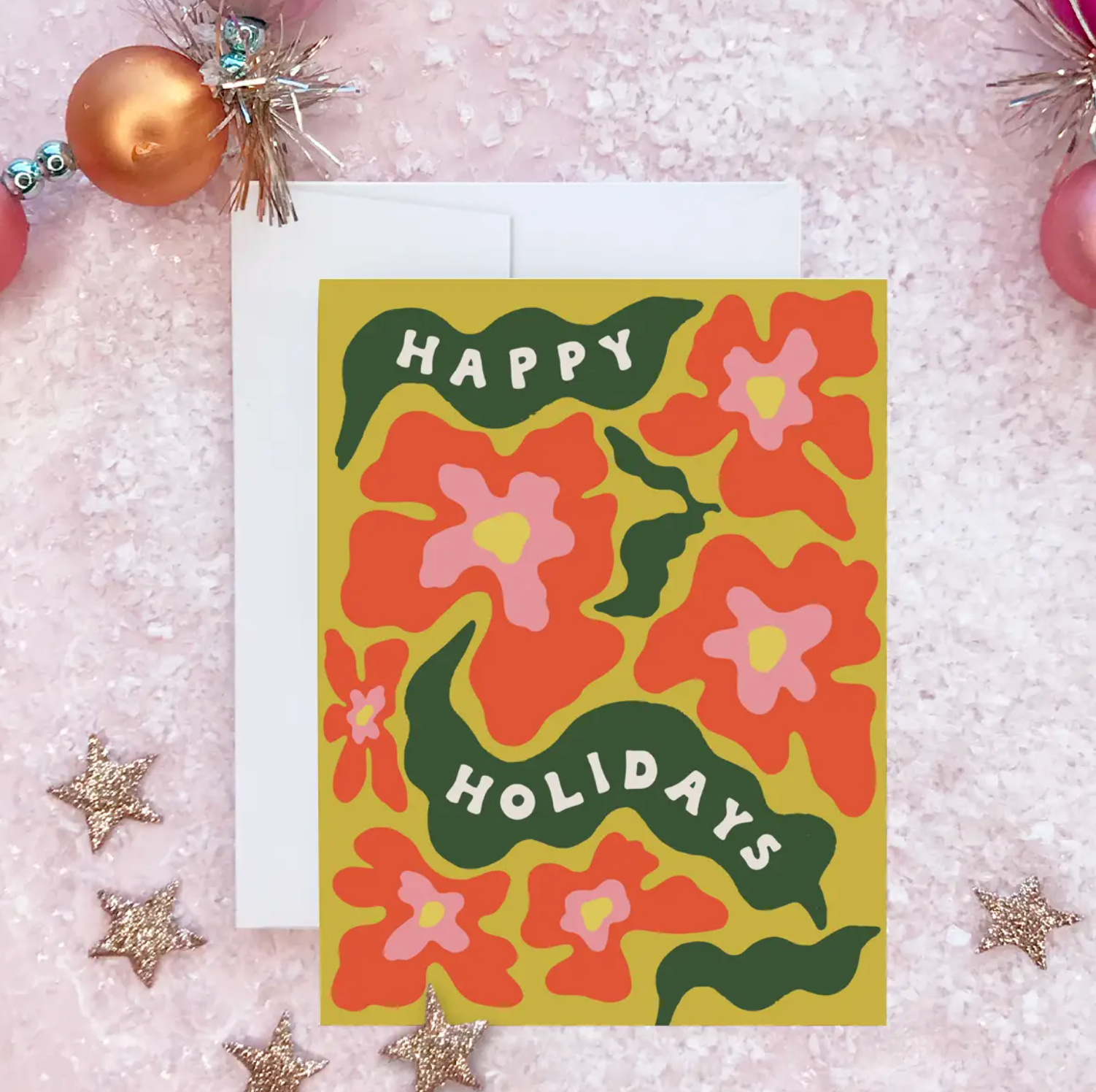 Trippy Poinsettia Holiday Greeting Card