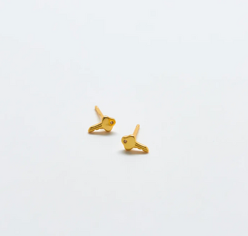 Gold Vermeil Pav¨¦ Cubic Zirconia Key Stud Earrings