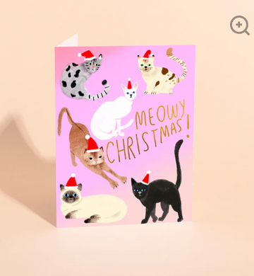 Meowy Christmas Feline Xmas Card (Single)