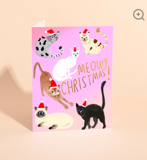 Meowy Christmas Feline Xmas Card (Single)