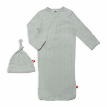 Love Lines Seagrass Newborn Gown Hat Set