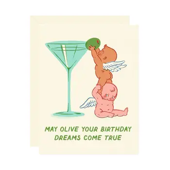 Martini Olive Dream Birthday Card
