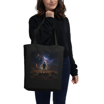 Cosmic Cowboy Galaxy Organic Cotton Tote Bag - Western Space Explorer Eco-Friendly Shopper