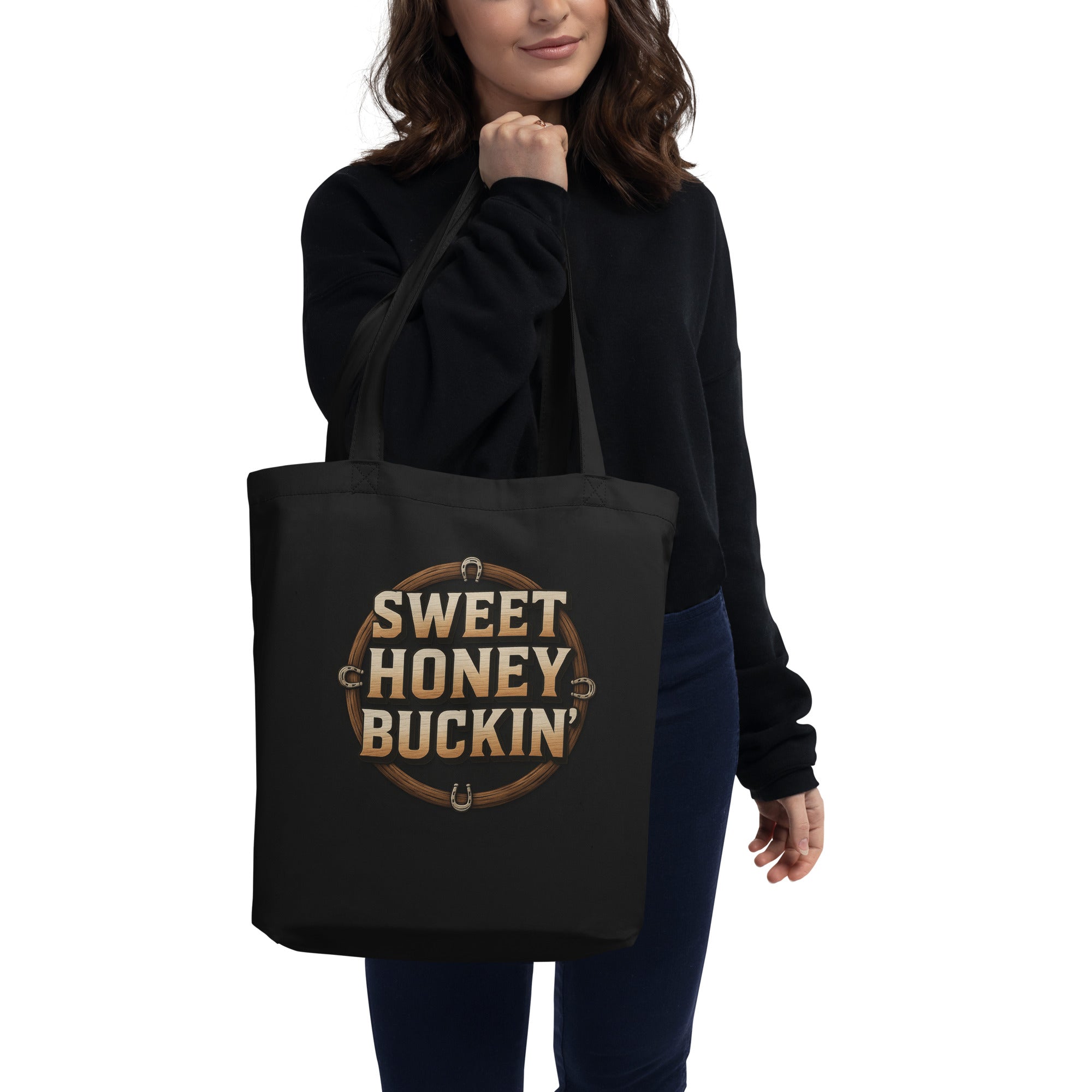 Sweet Honey Buckin' Organic Cotton Tote Bag - Western Rodeo Humor Eco-Friendly Shopper