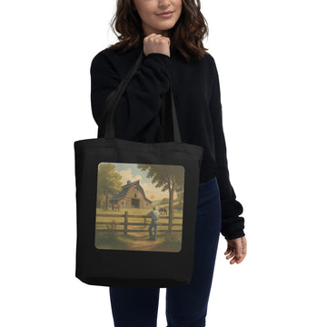 Rustic Country Barn Organic Cotton Tote Bag - Farm Life Eco-Friendly Reusable Shopper