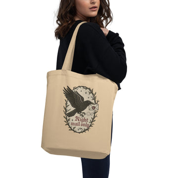 Organic Halloween Totes - Raven Delivers Night Mail