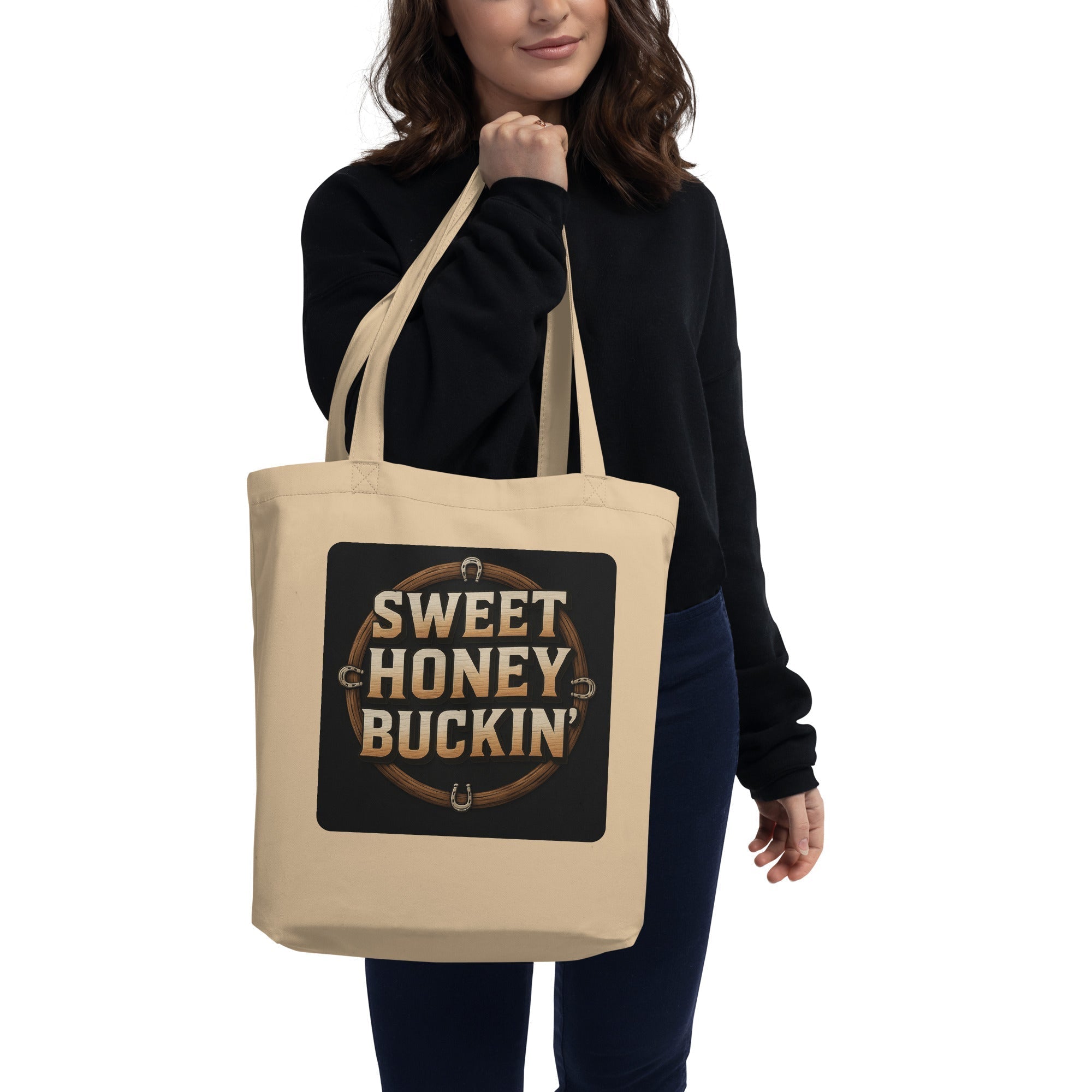 Sweet Honey Buckin' Organic Cotton Tote Bag - Western Rodeo Humor Eco-Friendly Shopper