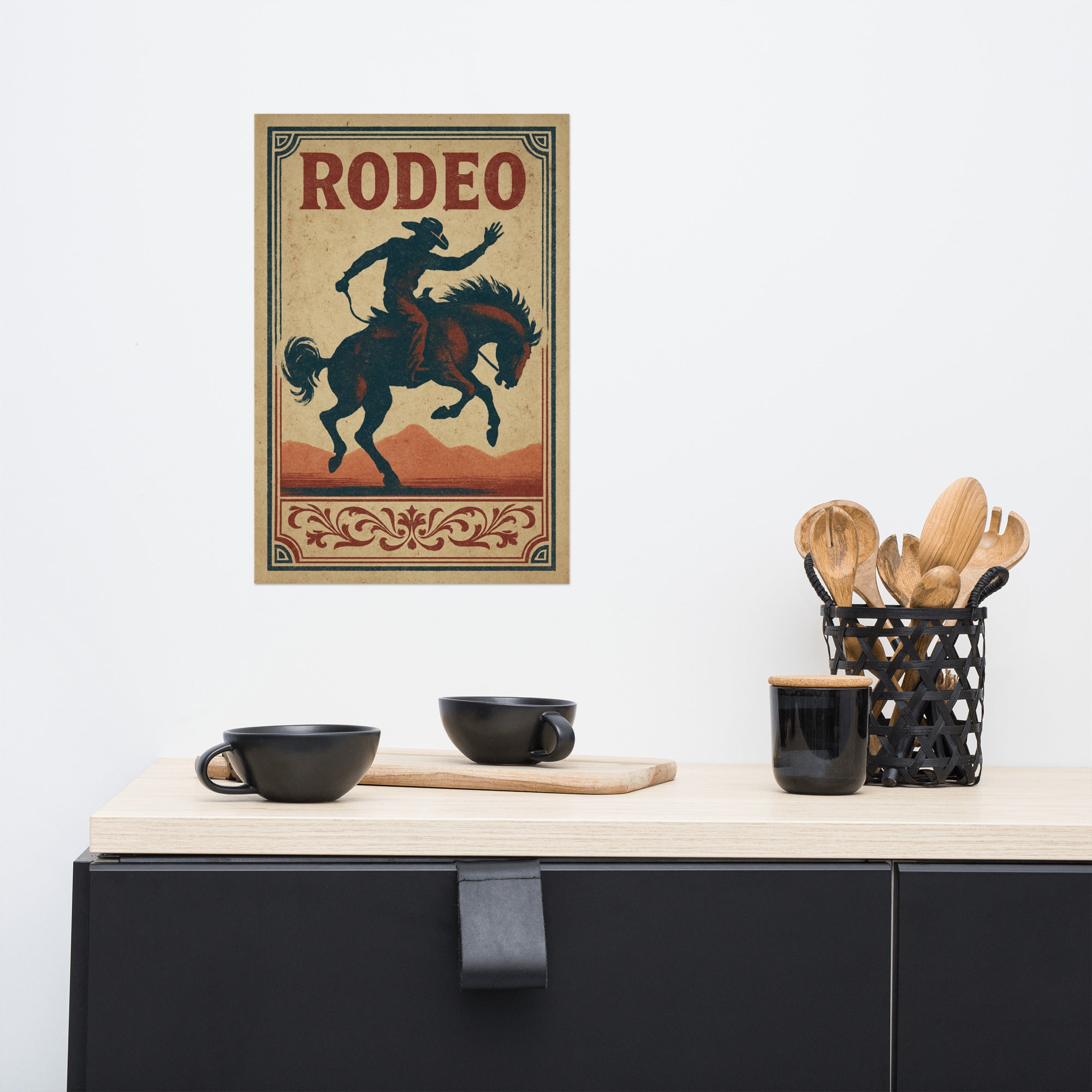 Vintage Rodeo Cowboy & Bronco Poster ¨C Museum-Quality Matte