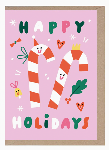 Happy Holidays Candy Canes Card