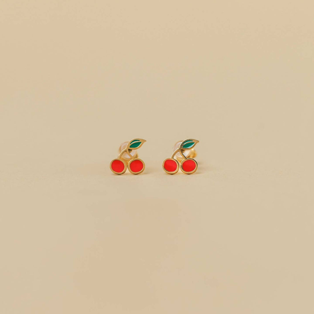 Cherry Enamel Flat Back Kids Earrings
