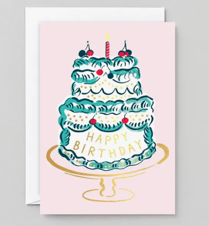 Happy Birthday Cake and Candle Card