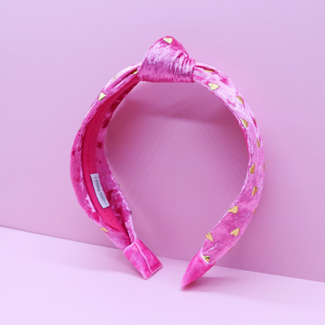 Gold Heart Velvet Knot Headband