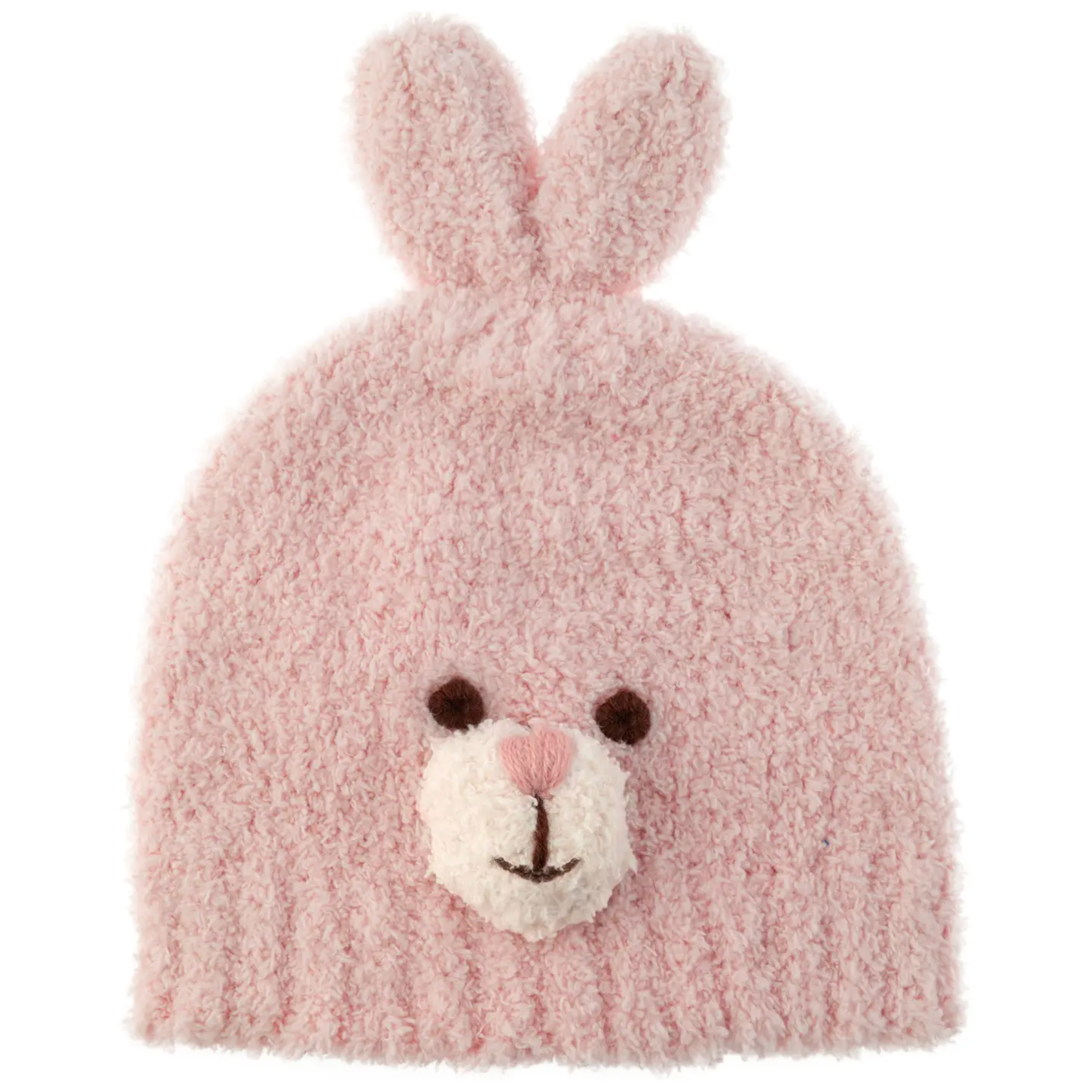 Chenille Baby Beanies Pink Bunny
