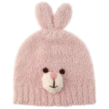 Chenille Baby Beanies Pink Bunny