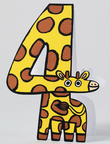 Giraffe 4th Birthday Kid's Card
