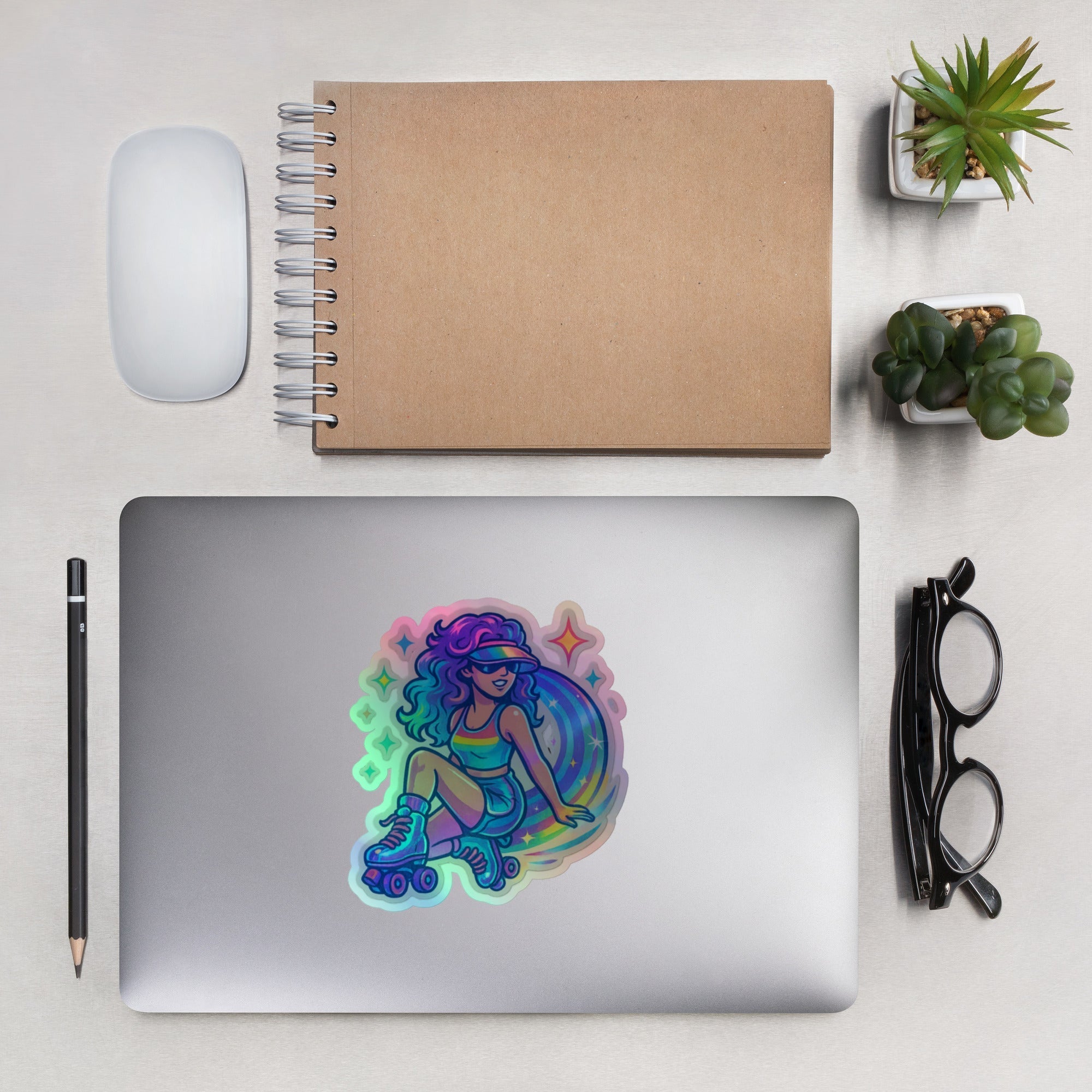 Holographic Skater Girl Sticker