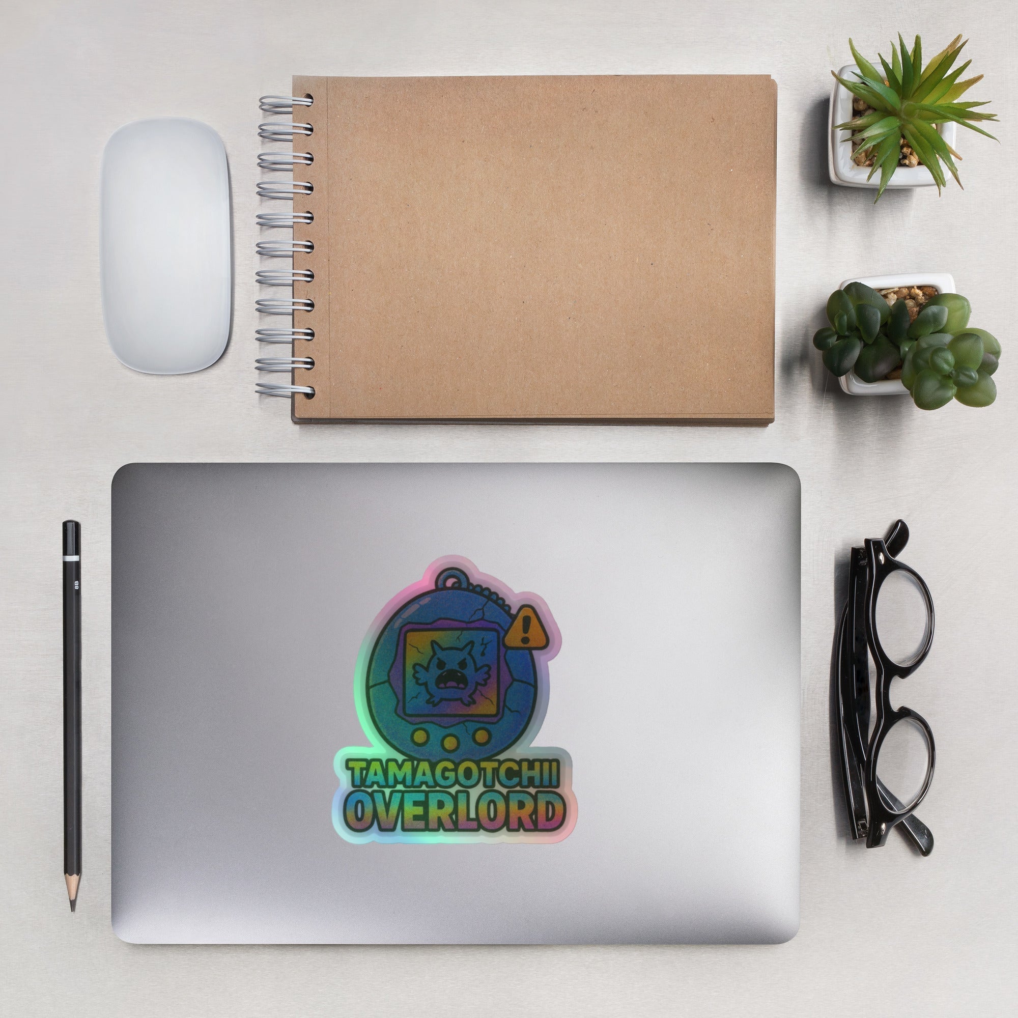 Holographic Tamagotchi Overlord Sticker