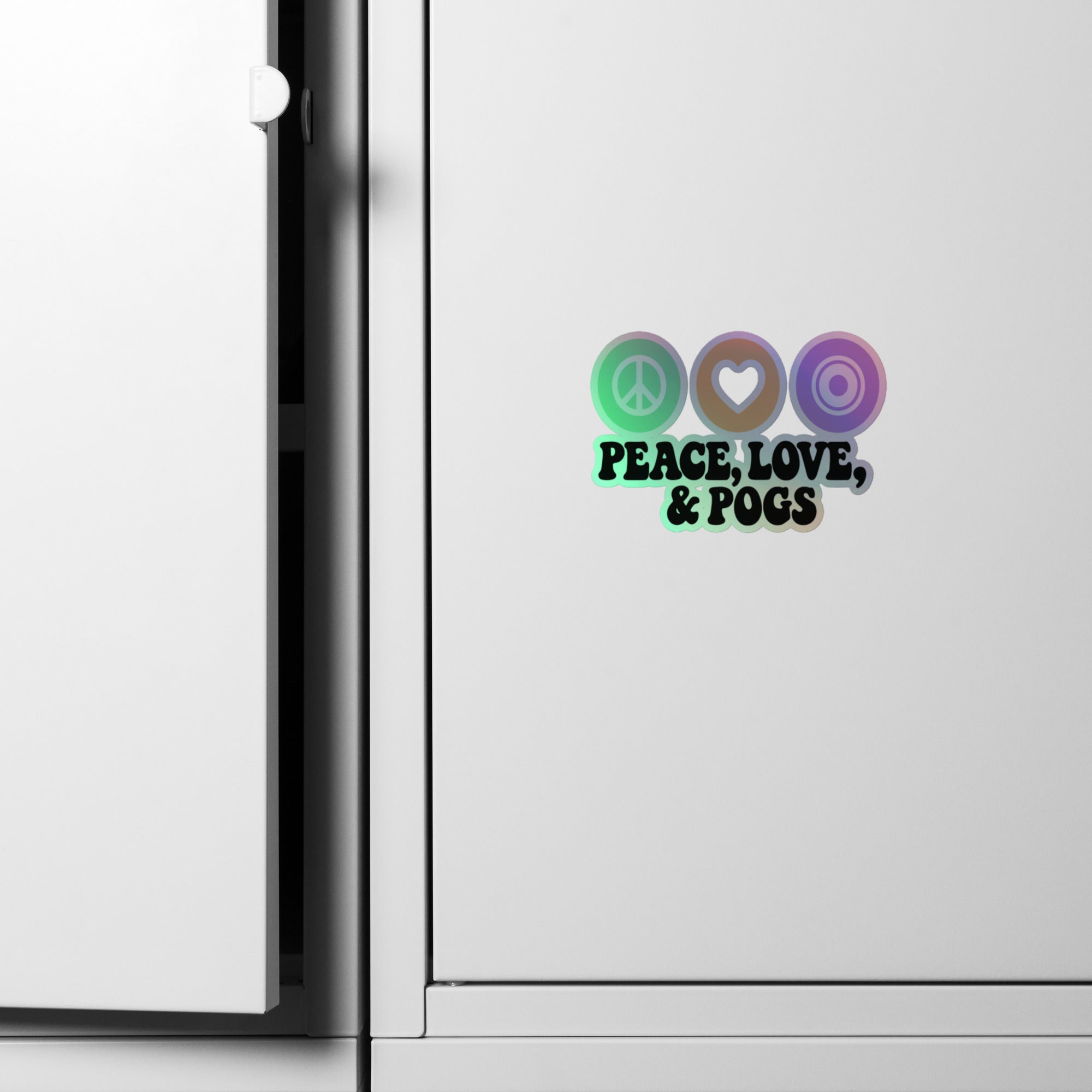 Peace Love & Pogs Holographic Sticker