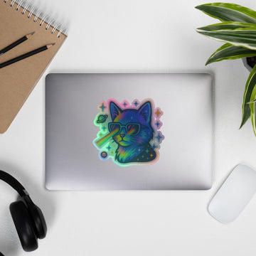 Holo Cat in Cosmic Colors Sticker