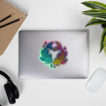 Holographic Yin-Yang Koi Fish Sticker