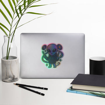 Holographic Alien Raver Sticker