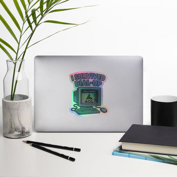 I Survived Dial-Up Holographic Sticker