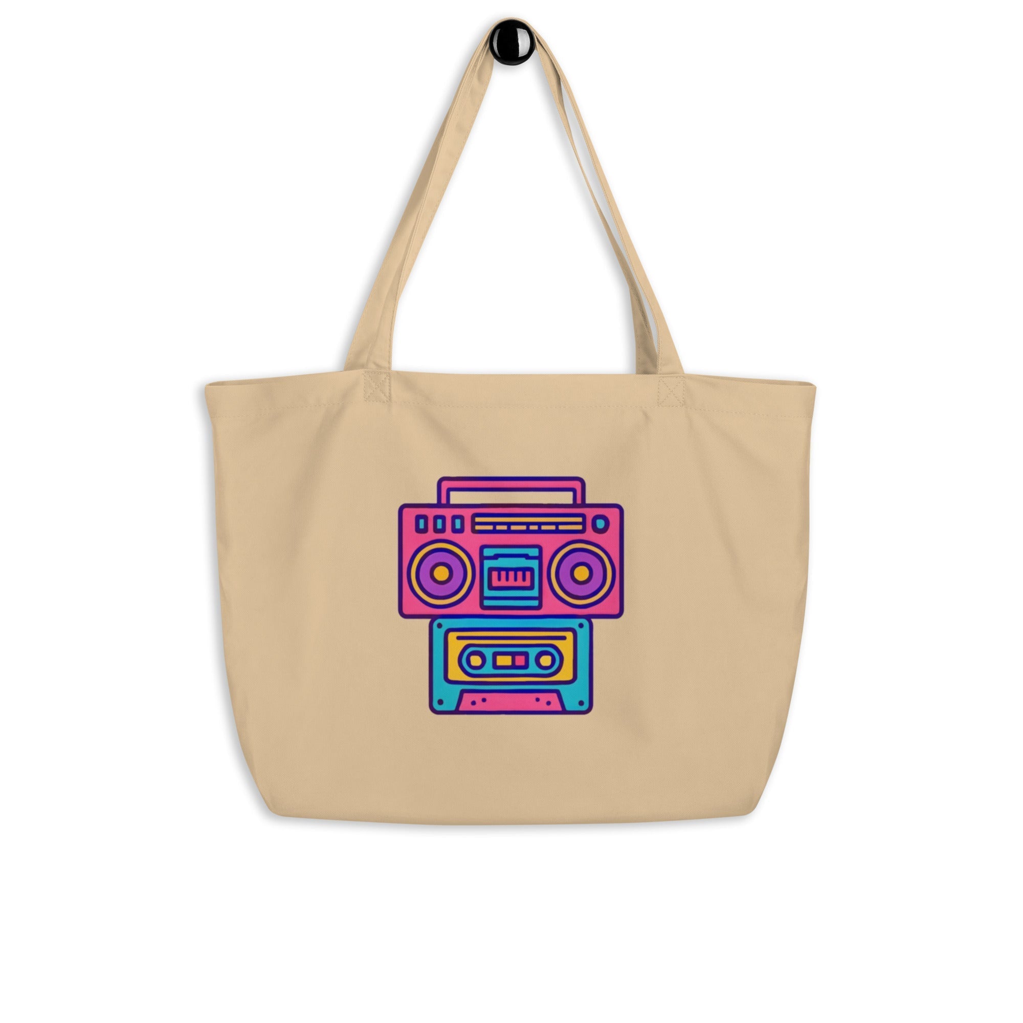 Organic Cotton Retro Boombox & Cassette Eco Tote