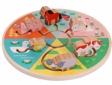 Farm Animals Wooden Sliding Maze