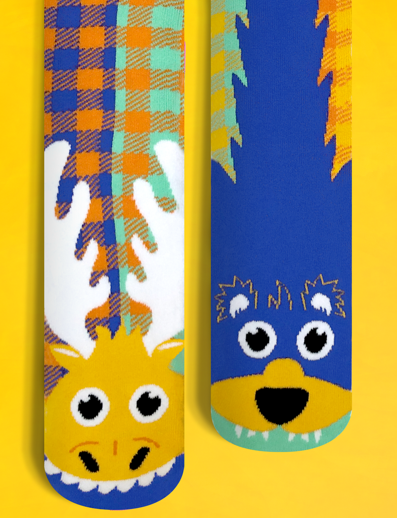 Moose & Bear Mismatched Non-Slip Kids Socks - Small