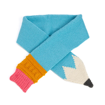 Kids Knitted Scarf- Pencil -Blue